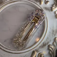 花びら入りクリアヘアクリップ レジン
