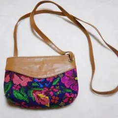 ショルダーバッグ レザー ポシェット ポーチ 刺繍 メキシコ エスニック