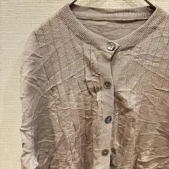 美品✨️【M~L】グレー ボタン付 カーディガン パフスリーブ 長袖 レディース