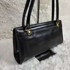 【極美品】ヴィンテージ レザー トートバッグ ブラック ゴールド金具 レトロ