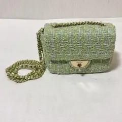 ❤️新品未使用❤️CELFORD ツイードチェーンショルダーバッグ 緑 タグ付のサムネイル