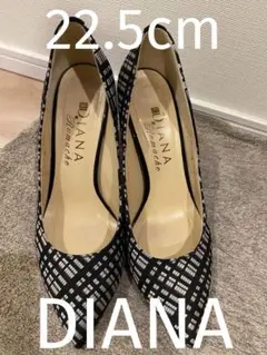 DIANA チェック柄 8.5cmハイヒール　22.５cm Sサイズ