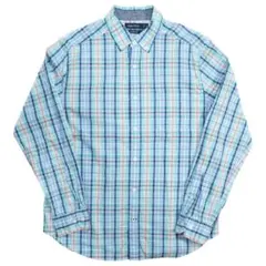 NAUTICA ノーティカ 長袖シャツ BD チェック 青 緑 M