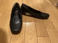 【訳あり】黒 ブラック パンプス シンプル 冠婚葬祭 就活 ヒール 25.5cm