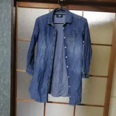 GLOBAL WORK CLASSIC デニムシャツ ロング丈 薄手のサムネイル