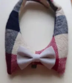 かわいいチェックふわふわ襟タイプ首輪　犬猫小動物