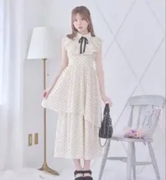ミシェルマカロン ハートドット柄フリルワンピース ピンク - メルカリ