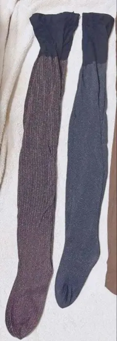 ダークブラウン・ダークグレー ラメ入りタイツ