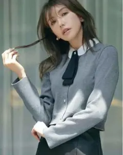 CELFORD デタッチャブル総針カーディガングレー