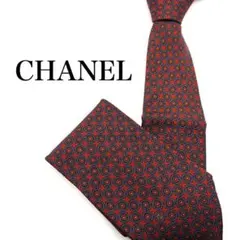 CHANEL シャネル ネクタイ ボルドー ココマーク 総柄 シルク