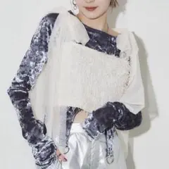 VIOLETTA フリンジチュールリボンビスチェ ホワイト 秋冬 ガーリー 上品