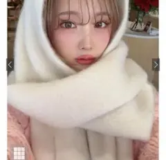 GRL 起毛フェイクウールフリンジボリュームマフラー fo1250 アイボリー