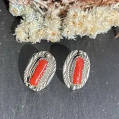 新品　ナバホ族　Navajo インディアンジュエリー　ピアス　コーラルのサムネイル