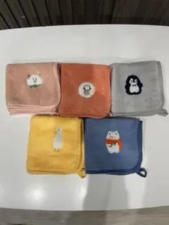 ハンドタオル まとめ売り 6枚セット 刺繍 動物柄 かわいい 未使用