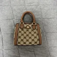 ミニハンドバッグ ベージュ ブラウン ロゴ入り