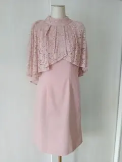 ケープワンピース くすみピンク Mサイズ ナイトドレス キャバドレスにも