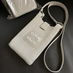 ラスト 美品 CITEN ニット クリアロゴ ミニ ショルダー リブ LTグレーのサムネイル