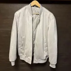 ZARA フェイクスエード ボンバージャケット ライトグレー Lサイズのサムネイル