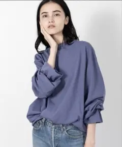 Allumerギャザー付き 長袖Tシャツ