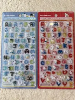 ハローキティ・はぴだんぶい　 ボンボンドロップシール　正規品　もじ