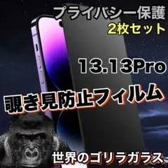 プライバシー保護【iPhone13.13Pro】覗き見防止ガラスフィルム　2枚