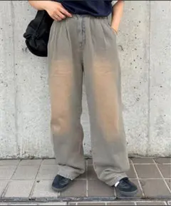 kutir タックワイドデニムパンツ ピンク