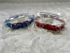牛革 犬用 丸首輪 2本セット 青 赤 12mm 380mmのサムネイル