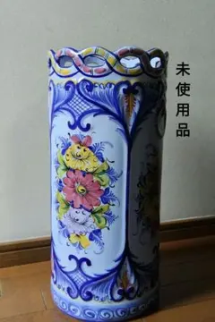 未使用品　ハンドペイント　ポルトガル製　 陶器 傘立て フラワーデザイン ポルトガル製 陶器 傘立て 花柄 ハンドペイント アンブレラスタンドmy1