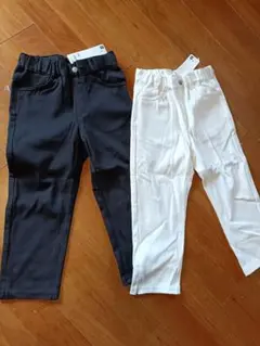 GU ストレッチ カプリパンツ 140cm 黒白