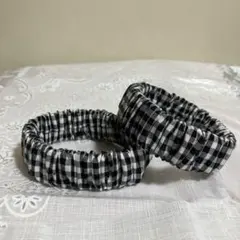 アームバンドhandmade NO・611キッチンに一個❣️ ギンガムチェック黒
