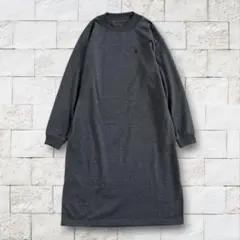 ミッキーマウス刺繍 スウェットロングワンピース LL グレー カジュアル Y2K