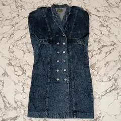 美品 90's Vintage ロング丈デニムワンピース 2Way フリーサイズ