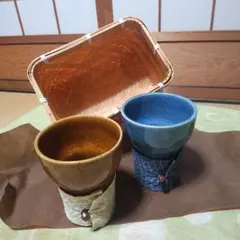 最大値下げ‼️和風陶器フリーカップ-2個セット。熱い飲み物におすすめ‼️