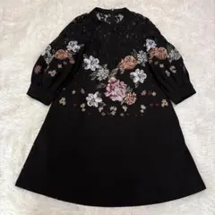 【美品】cawaii♡刺繍♡レース♡パフスリーブ♡ワンピース♡Aライン