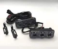 車用3連LED デイライト 2個セット ステー付き