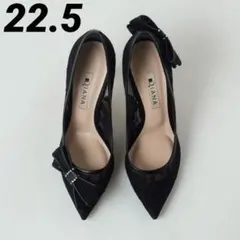 ほぼ新品❕DIANA ブラックレースリボンパンプス 22.5cm