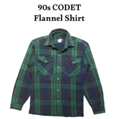 90s CODET ネルシャツ グリーンフェードフランネル 古着