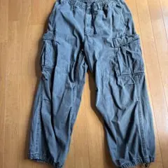 GU デニムワイドカーゴパンツ グレー　送料無料