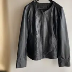 ノーカラー レザージャケット ブラック　羊　美品