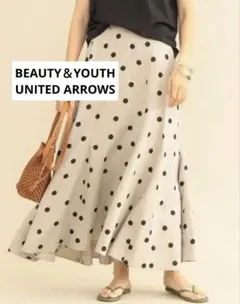 【UNITED ARROWS】BEAUTY＆YOUTHドットフレアベージュL