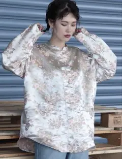 jouetie チャイナシャツ　ピンク　ホワイト　花柄