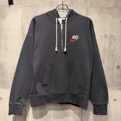 NIKE ナイキ ハーフジップ パーカー 刺繍ロゴ ダークグレー L