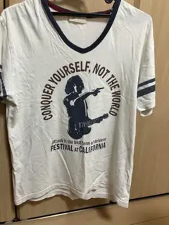 BACK NUMBER VネックTシャツ M ホワイト