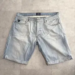 美品ポロジーンズ　メンズ　ハーフパンツ　デニムショーツ　ブリーチデニム　Ｌ〜ＸＬのサムネイル