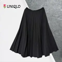 2530【UNIQLO】プリーツスカート ミモレ丈 ボリューム ウエストゴム