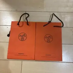 HERMES ショップ袋 2枚セット オレンジ ショッパー