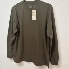 クルーネック長袖Tシャツ Lサイズ オリーブグリーン