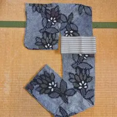 広衿】上質 有松鳴海絞り 浴衣 単品 蝶・花柄 紺・藍色 身丈156 裄65