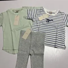 新品☆プティマイン☆Tシャツ,レギンス3枚セット 90cm