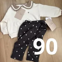 しまむら hichonさんコラボ 襟付きプルオーバー 総柄 ハート パンツ